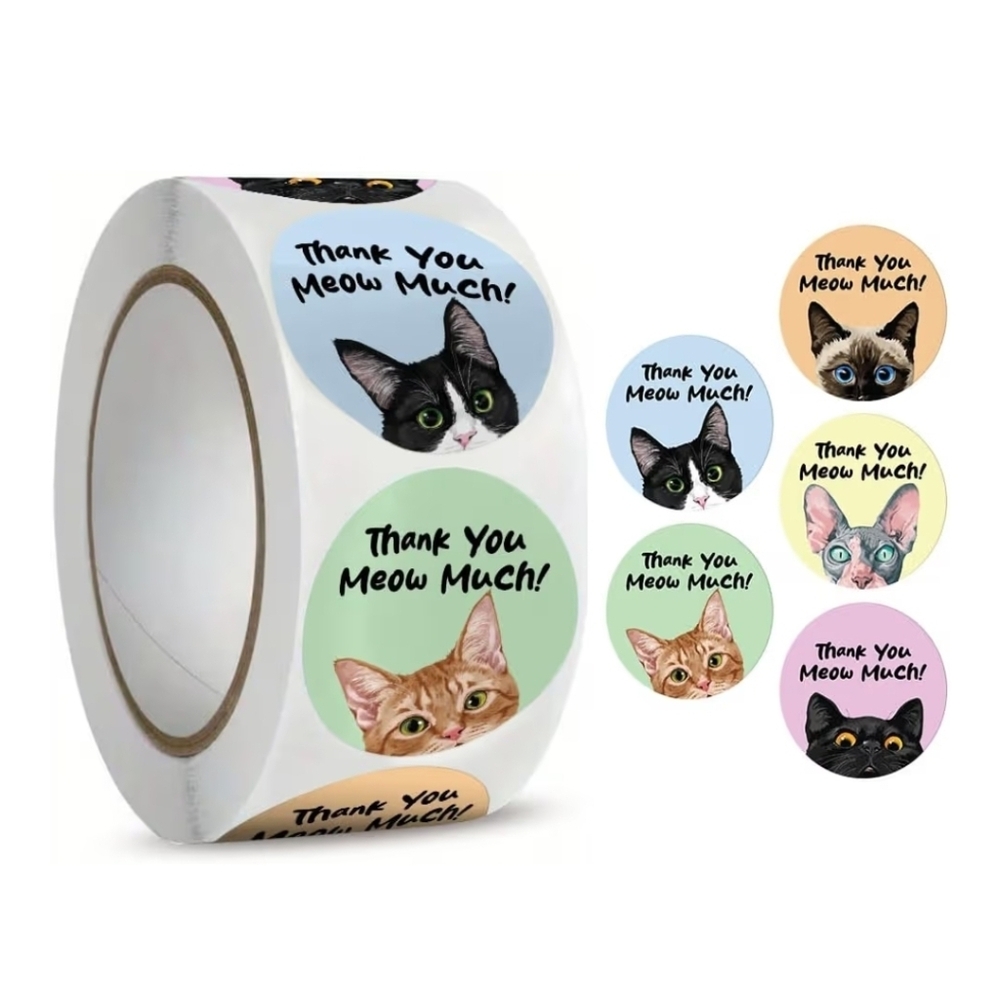 Cat-Themed Thank You Stickers - Picture 2 of 6